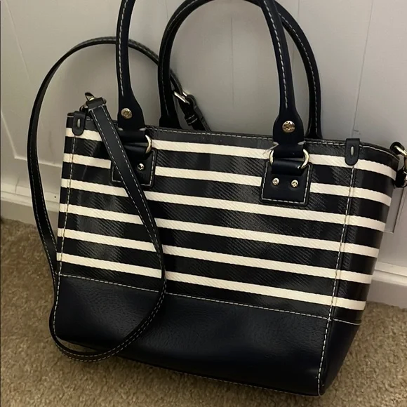 Kate Spade Navy and White Striped Satchel - Picture 3 of 12